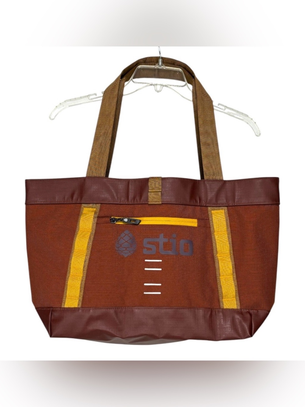 Stio Basin XT Tote Bag Large Travel Duffel Top Handles Brown Burgundy Nylon 35L